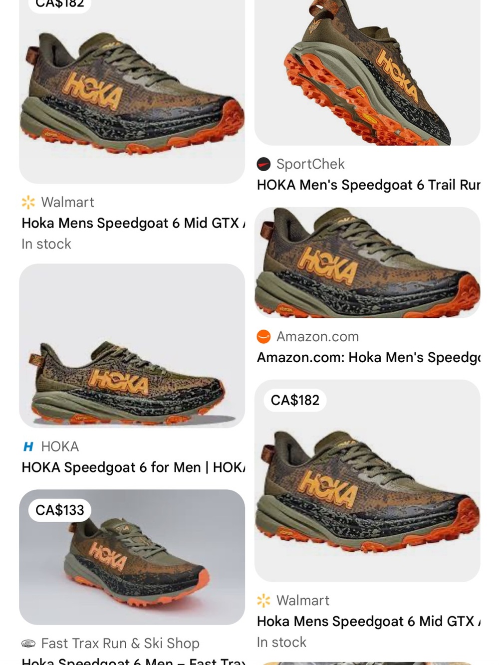 Hoka Men's Speedgoat 6 Trail Shoe - Olive Green with Orange Accents